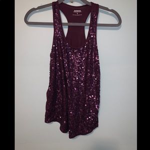 Express razor back sequin tank top